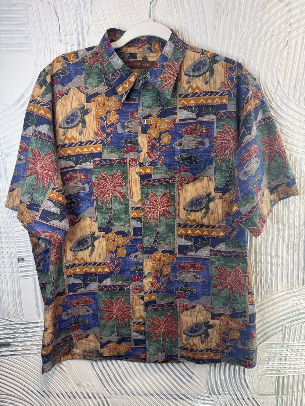 Tori Richard Hawaiian Shirt Men’s M Sea Turtle Fish Palm Aloha 100% Cotton